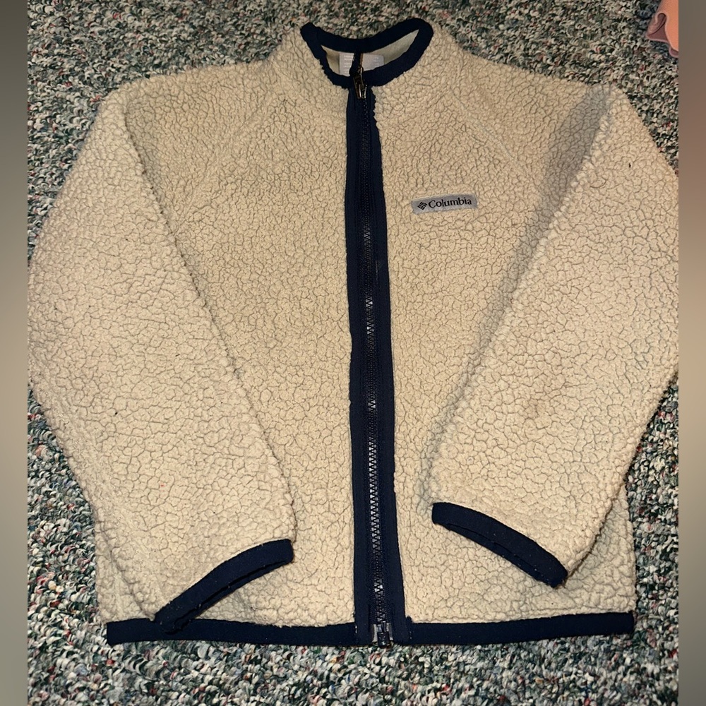 Columbia Beige and Navy Fleece Jacket